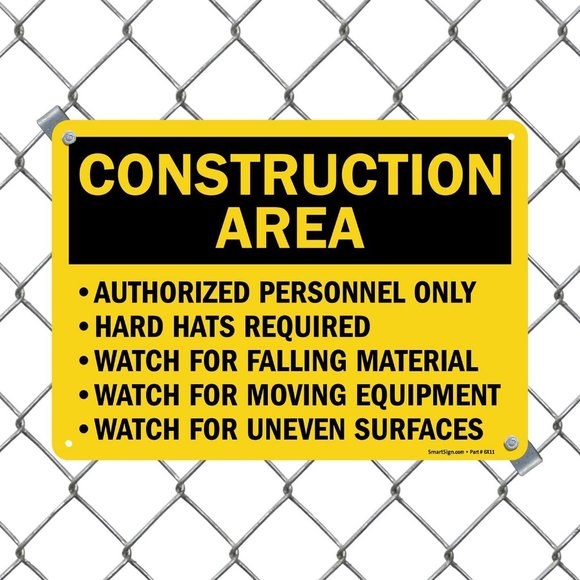 Construction Area Sign Authorized Personnel Only smartsign BRAND NEW WITH TAGS - Picture 1 of 7